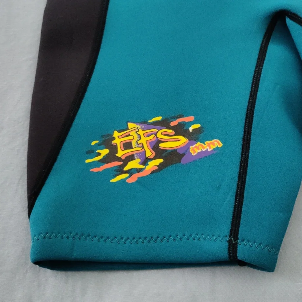 Vintage Hobie Stearns EFS Shorty Wetsuit Juniors. Teal Black Surf Swim Retro 90s